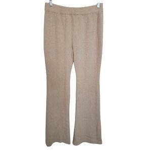 Chrome Riot XL Ribbed Flare Wide Leg Pull On Pants Tan Cream‎ Soft Cozy Lounge